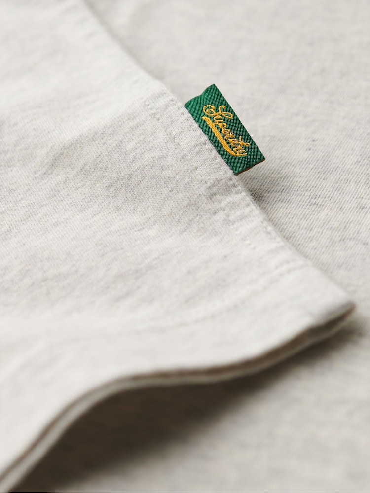 Superdry Grey Oversized Essential Logo Retro Striped 100% Organic Cotton T-Shirt - Image 6 of 6