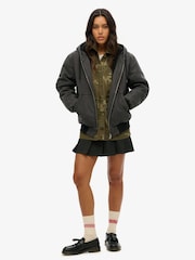 Superdry Brown Oversized Vintage Workwear Hooded Bomber Jacket - Image 2 of 3