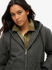 Superdry Brown Oversized Vintage Workwear Hooded Bomber Jacket - Image 3 of 3