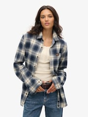 Superdry Blue Oversized Long Sleeve Cotton Lumberjack Shirt - Image 1 of 4