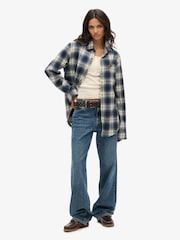 Superdry Blue Oversized Long Sleeve Cotton Lumberjack Shirt - Image 3 of 4