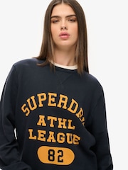 Superdry Blue Oversized Athletic Printed Sweatshirt - Image 4 of 6