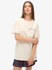 Superdry Cream Oversized Tattoo Graphic 100% Cotton T-Shirt - Image 1 of 3