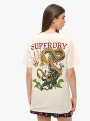 Superdry Cream Oversized Tattoo Graphic 100% Cotton T-Shirt - Image 2 of 3