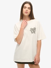 Superdry White Oversized Photographic Skate 100% Cotton T-Shirt - Image 1 of 5