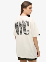 Superdry White Oversized Photographic Skate 100% Cotton T-Shirt - Image 2 of 5
