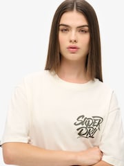 Superdry White Oversized Photographic Skate 100% Cotton T-Shirt - Image 3 of 5