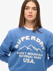 Superdry Blue Oversized Outdoors Graphic Crew Sweatshirt - Image 4 of 7