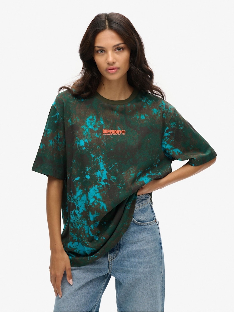 Superdry Black Oversized Utility Camo Graphic 100% Cotton T-Shirt - Image 1 of 4