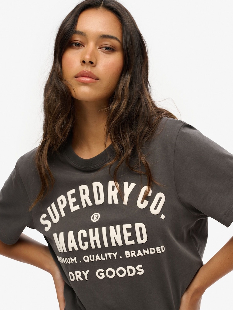 Superdry Black Oversized Machined Goods Workwear T-Shirt - Image 2 of 3