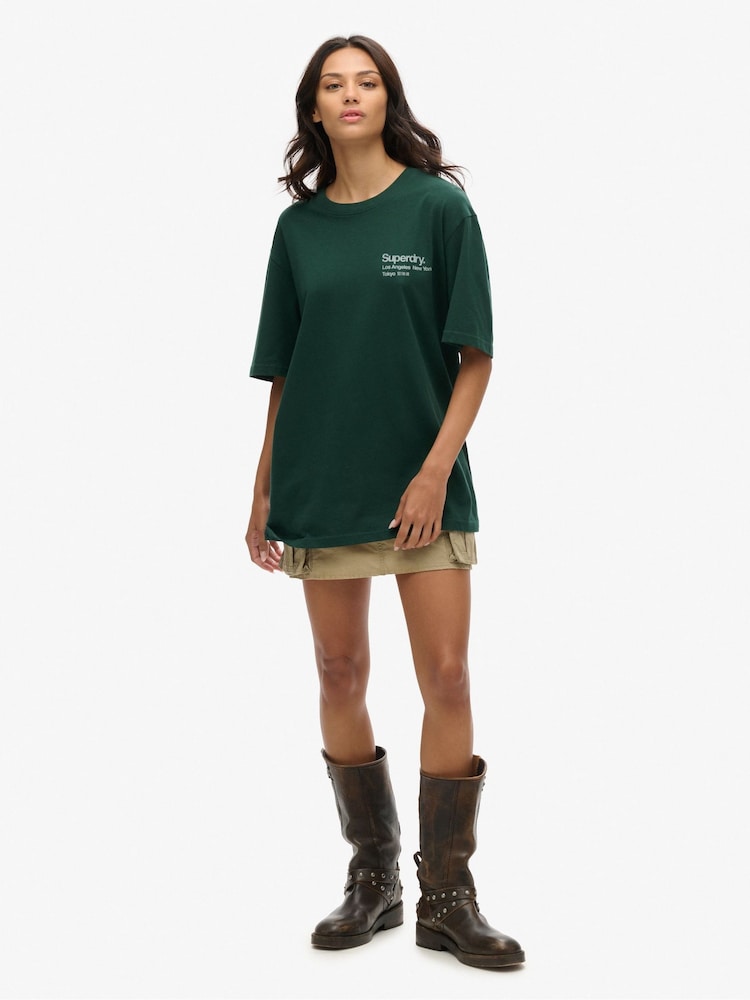 Superdry Green Oversized Core Logo City 100% Cotton T-Shirt - Image 1 of 7