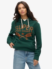 Superdry Green Oversized Outdoor Graphic Hoodie - Image 1 of 6