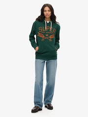 Superdry Green Oversized Outdoor Graphic Hoodie - Image 2 of 6