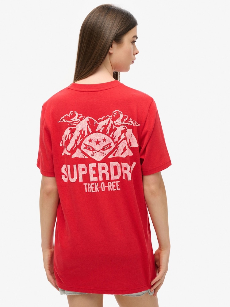 Superdry Red Oversized Outdoor Graphic T-Shirt - Image 2 of 3