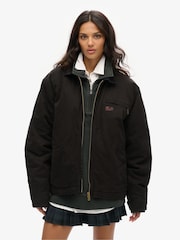 Superdry Black Oversized Surplus 100% Cotton Ranch Jacket - Image 1 of 4