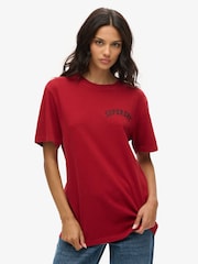 Superdry Red Oversized Tattoo Graphic 100% Cotton T-Shirt - Image 1 of 7