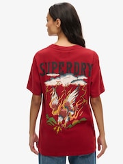 Superdry Red Oversized Tattoo Graphic 100% Cotton T-Shirt - Image 2 of 7