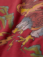 Superdry Red Oversized Tattoo Graphic 100% Cotton T-Shirt - Image 7 of 7