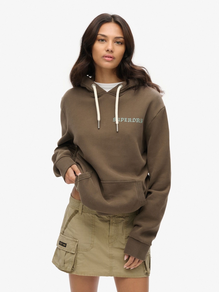 Superdry Green Oversized Tattoo Graphic Hoodie - Image 1 of 6