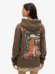Superdry Green Oversized Tattoo Graphic Hoodie - Image 2 of 6