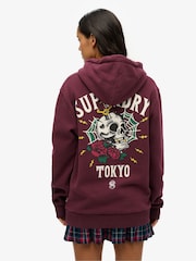 Superdry Purple Oversized Tattoo Back 100% Cotton Graphic Hoodie - Image 2 of 4
