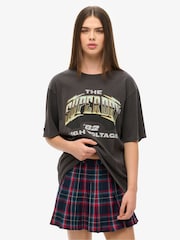 Superdry Black Oversized 70s Rock Graphic Band T-Shirt - Image 1 of 3