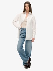Superdry White Oversized Long Sleeved Oxford Shirt - Image 3 of 4