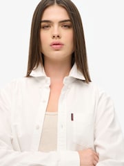 Superdry White Oversized Long Sleeved Oxford Shirt - Image 4 of 4