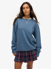 Superdry Blue Oversized Classic 100% Cotton Essential Sweatshirt - Image 1 of 4