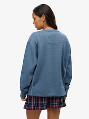 Superdry Blue Oversized Classic 100% Cotton Essential Sweatshirt - Image 2 of 4