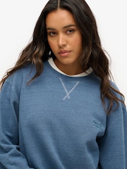 Superdry Blue Oversized Classic 100% Cotton Essential Sweatshirt - Image 4 of 4