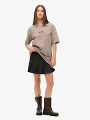 Superdry Nude Oversized Micro Logo Graphic 100% Cotton T-Shirt - Image 1 of 6