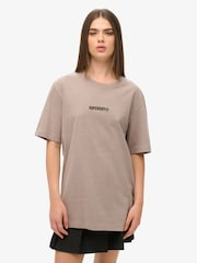 Superdry Nude Oversized Micro Logo Graphic 100% Cotton T-Shirt - Image 2 of 6