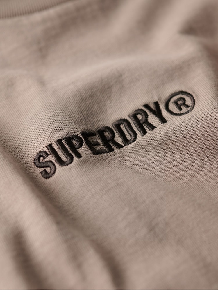 Superdry Nude Oversized Micro Logo Graphic 100% Cotton T-Shirt - Image 6 of 6