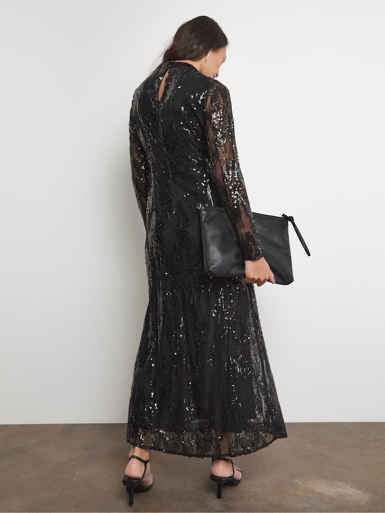 Joanna Hope Sequin Black Dress With Keyhole Detail - Image 2 of 4