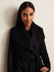 Phase Eight Black Petite Nicci Wool Smart Coat - Image 4 of 5