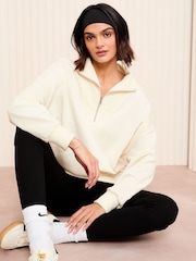 Friends Like These Cream Long Sleeve 3/4 Zip Sweatshirt - Image 1 of 4