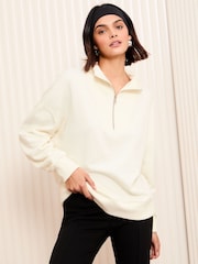 Friends Like These Cream Long Sleeve 3/4 Zip Sweatshirt - Image 3 of 4