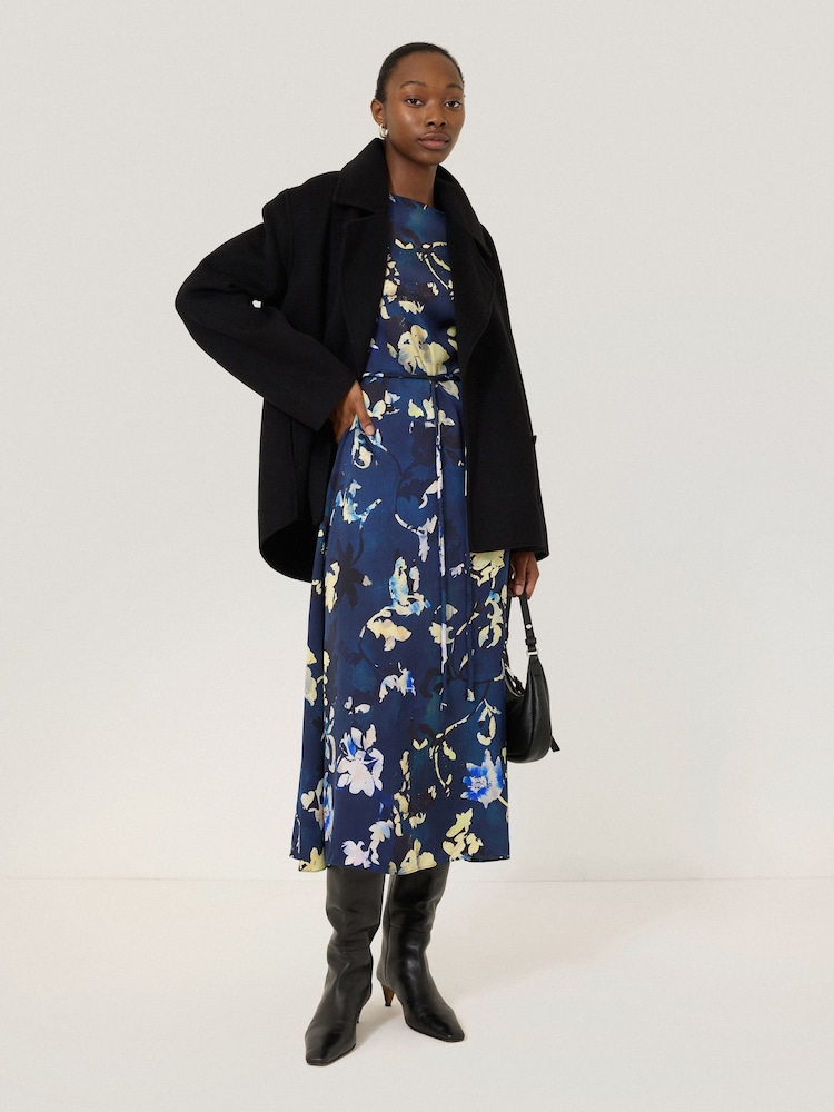 Jigsaw Blue Hidden Floral Satin Dress - Image 2 of 7
