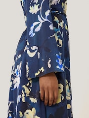 Jigsaw Blue Hidden Floral Satin Dress - Image 4 of 7