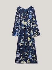 Jigsaw Blue Hidden Floral Satin Dress - Image 5 of 7