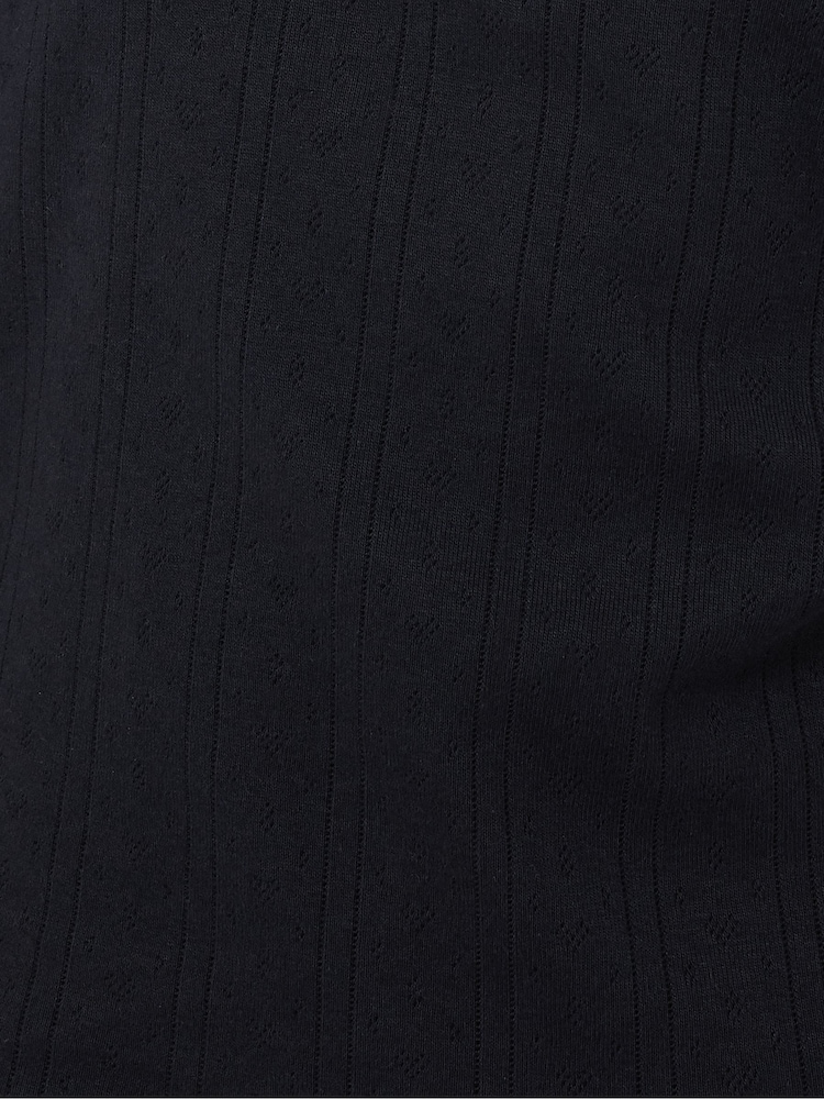 Jigsaw Blue Pointelle Henley 100% Cotton Top - Image 5 of 5