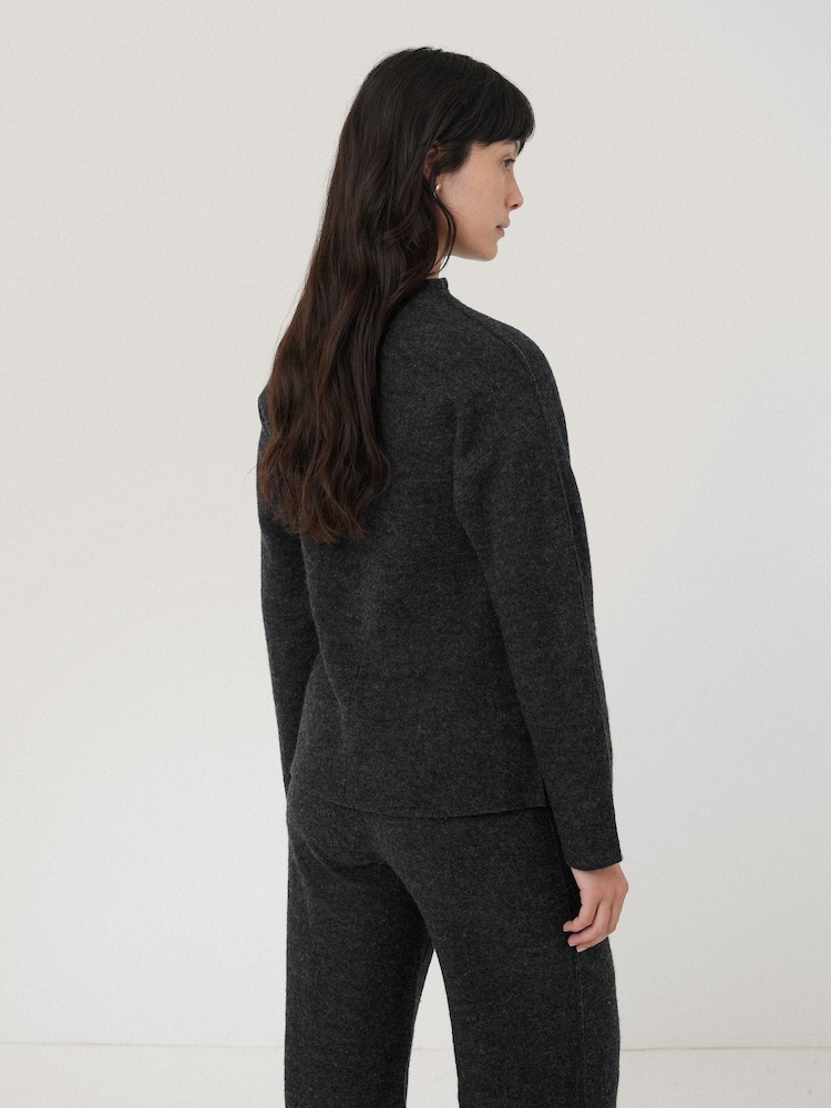 Jigsaw Grey Boiled Wool Blend Batwing Top - Image 2 of 6