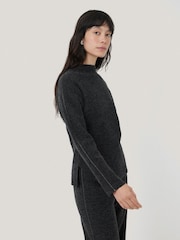 Jigsaw Grey Boiled Wool Blend Batwing Top - Image 3 of 6