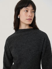 Jigsaw Grey Boiled Wool Blend Batwing Top - Image 4 of 6