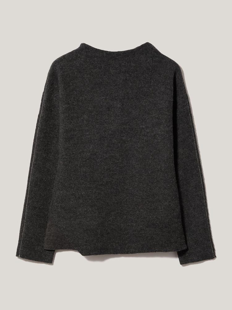 Jigsaw Grey Boiled Wool Blend Batwing Top - Image 6 of 6