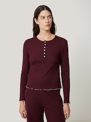 Jigsaw Natural Pointelle Henley 100% Cotton Top - Image 1 of 6