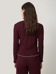 Jigsaw Natural Pointelle Henley 100% Cotton Top - Image 3 of 6