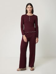 Jigsaw Natural Pointelle Henley 100% Cotton Top - Image 4 of 6