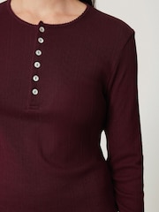 Jigsaw Natural Pointelle Henley 100% Cotton Top - Image 5 of 6